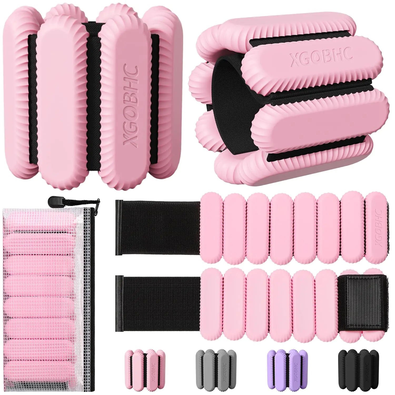 Ankle Weights Set of 2 (1lb Each) Adjustable Wrist & Ankle Weights for Women Men Kids Strength Training Wearable Leg Arm Weight for Yoga Dance Ballet Running Swimming Gym-Pink