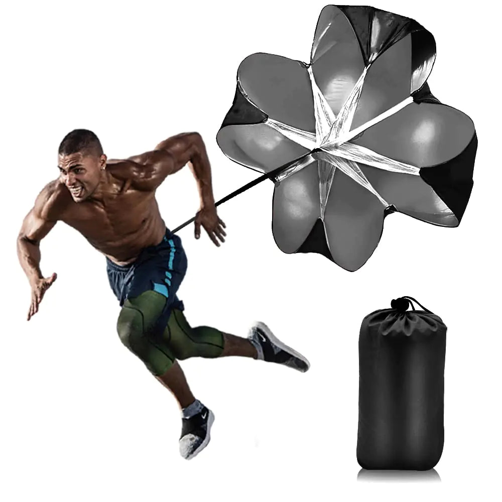 Nusogon Running Speed Training 56 inch Speed Drills Resistance Parachute Running Sprint Chute Soccer Football Sport Speed Training（Black）